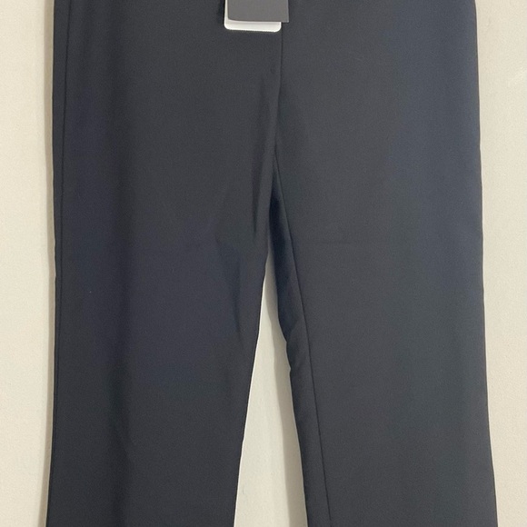 ZARA Pants Womens Size S Black Crop Ruffle Hem Mid Rise Side Zip Stretch Retro - Picture 1 of 7